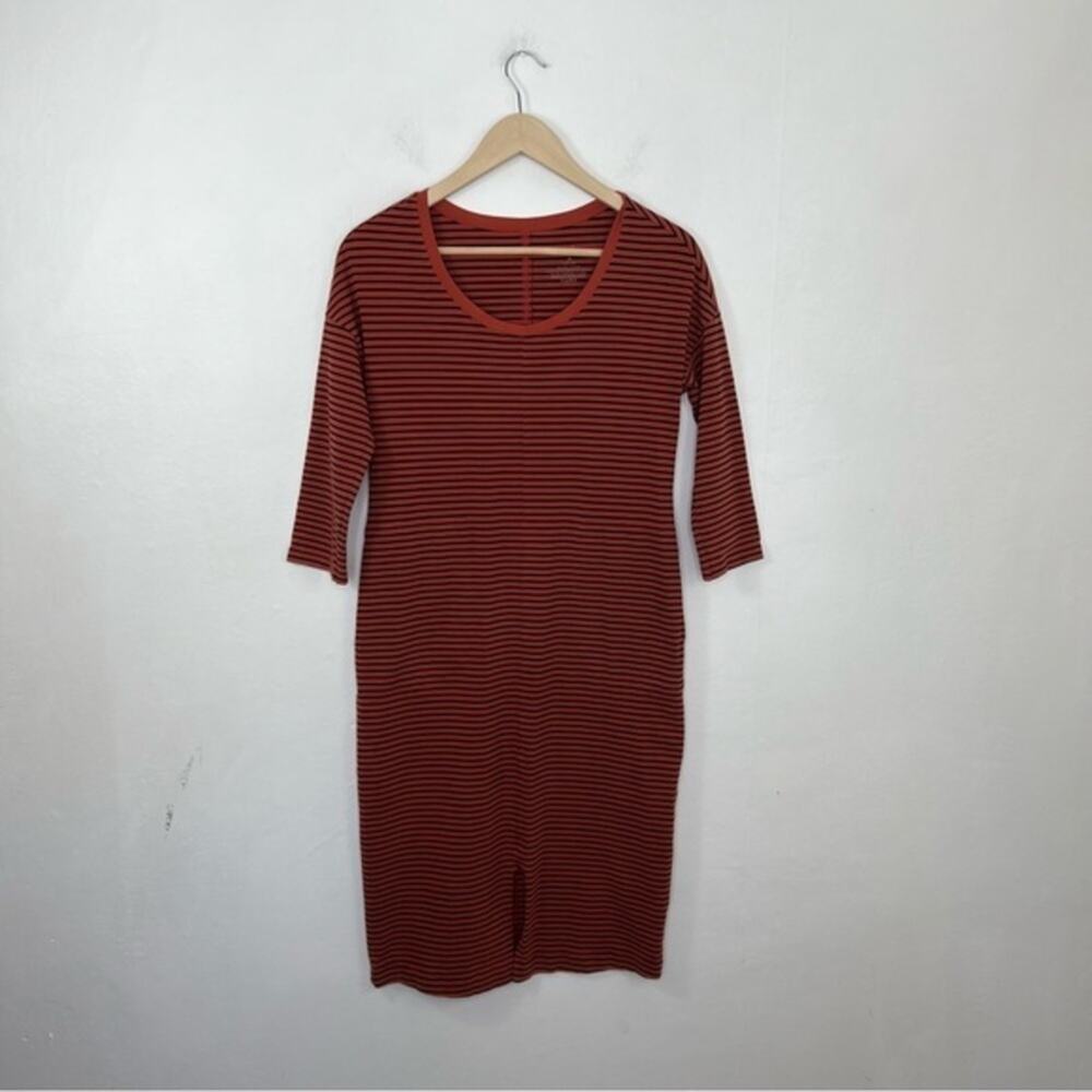 Hanna Andersson Love Hanna Orange Black Striped 3/4 Sleeves Dress Size XS